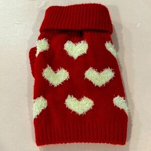 Valentinens dog sweater red with white hearts size xxs